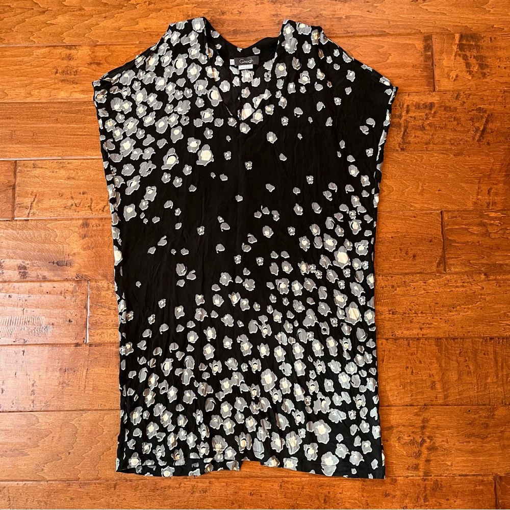 Greigh Women’s Dress 100% Silk Mini Black White Grey